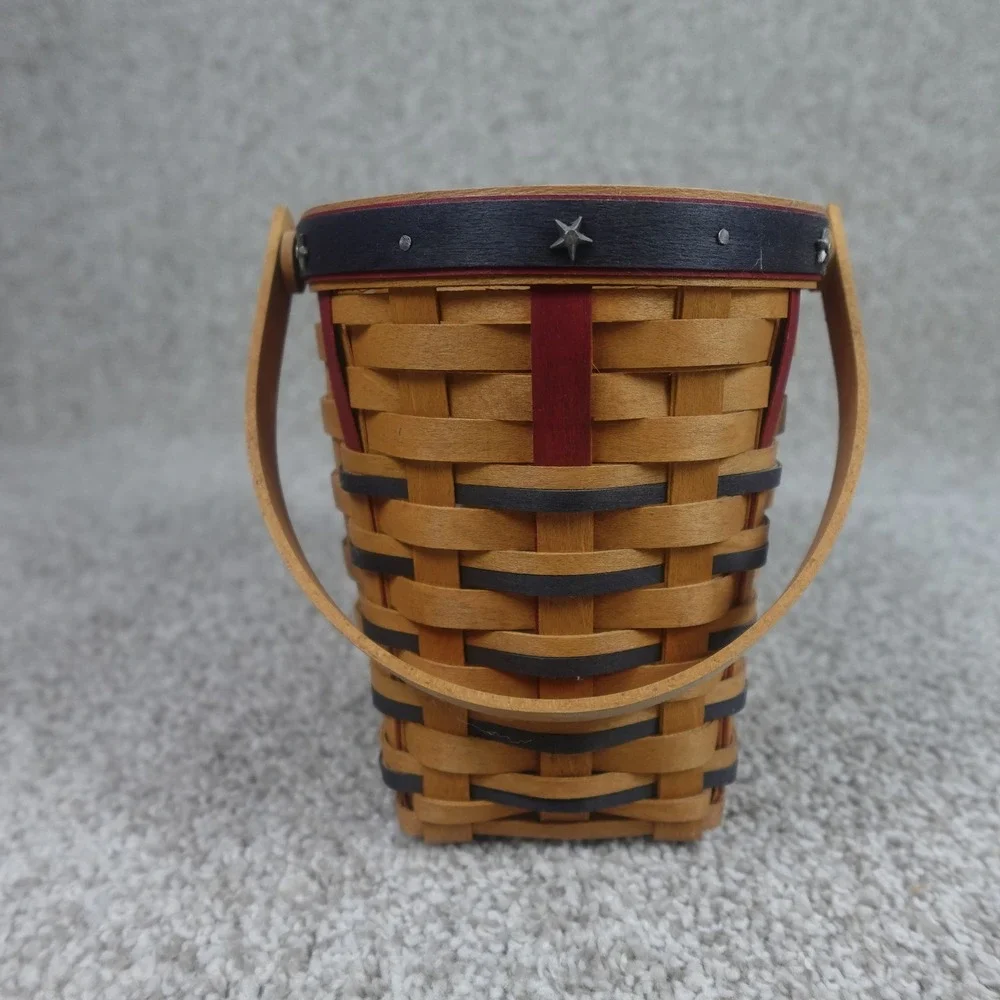 Longaberger 2003 Bee Basket Signed Handwoven Patriotic Red Blue Stars Americana